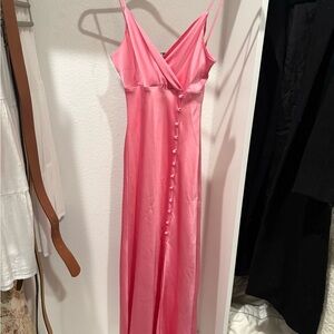 Zara Pink Maxi Dress with Button Detail